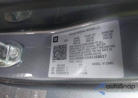 2021 Chevrolet Colorado 2Wd Long Box Wt from USA, damaged, VIN 1GCHSBEA9M1168617